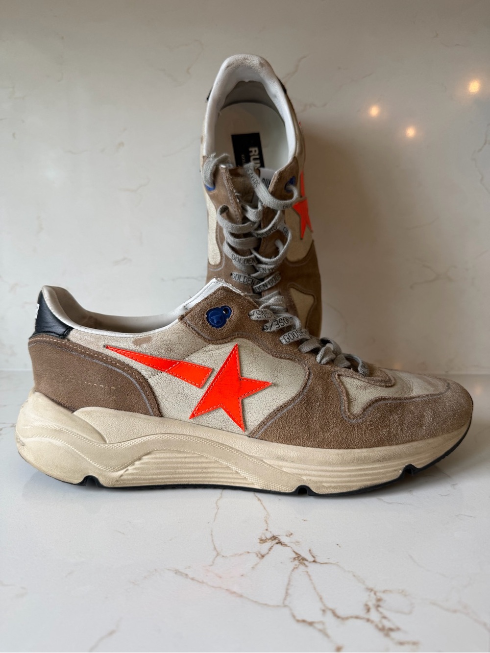 Golden Goose Men’s Running Shoe Suede Sneaker Tobacco Flou Orange / 43